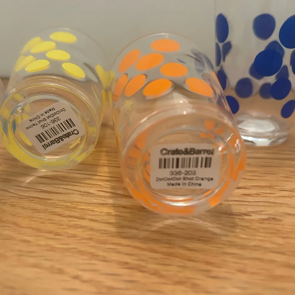 Crate & Barrel plastic juice/ shot glasses